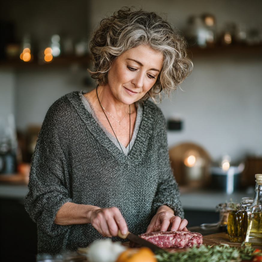 Активні старші люди готують здорову їжу